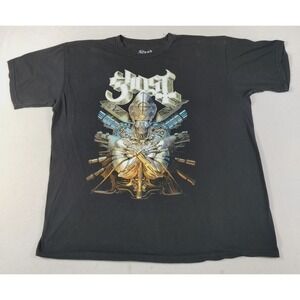 Ghost Shirt Mens 2XL Black Cyborg Pope Graphic Tee Band Metal Rock Artwork